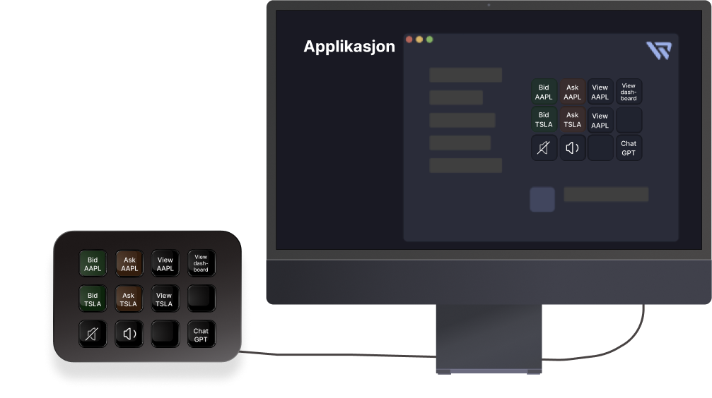 A computer with the Waypad application next to a device